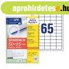 Etikett c�mke, 38x21,2mm, univerz�lis, 65 lap, 65 c�mke/lap 