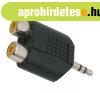 RCA / JACK Y-talakt, 2 x RCA aljzat - 3,5 JACK dug (ster