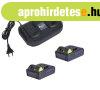 GardenStar 20V 2Ah DUPLA gy�ri li-ion akkumul�tor �s t�lt� S