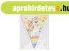 Unikornis pap�r girland, 3 m, 7 z�szl�