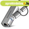AXAGON ADE-TXCA USB-C + USB-A Gigabit Ethernet Adapter Grey