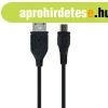 Utngyrtott USB - micro USB fekete adatkbel 1m