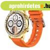 ChronoLux Okos�ra arany - narancss�rga szilikon �s barna b�r