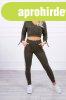 Szabadid� szett crop-top meleg�t� fels�vel modell 9240 khaki