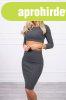 Szett szoknya �s crop-top modell 9084 grafit sz�n