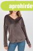 Vel�r pul�ver V-nyakkal, modell 44107, sz�nes cappuccino