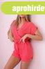 R�vid jumpsuit der�kban megk�t�s, 6494T modell, neon r�zsasz