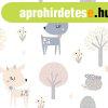Feh�r alapon pasztell �rnyalat� erdei t�m�j� gyermek tap�ta 