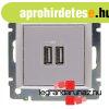 Valena 2XUSB t�lt� aljzat, 1500 mA, alum�nium, Legrand 77027