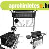 Kerti grill, f�m polcokkal, �ll�that� r�cs, g�rg�k