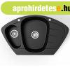 Gr�nit sarok mosogat� NERO Compact + szifon (fekete matt)