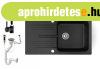 Gr�nit mosogat� NERO Malta + Steel csaptelep + dug�kiemel� (