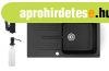 Gr�nit mosogat� NERO Malta + Design csaptelep + adagol� (mat