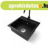 Gr�nit mosogat� NERO Uno + magas�tott csaptelep (matt fekete