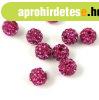 K�ztes strasszos goly� - Fuchsia - 6mm