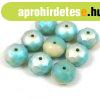 Cseh csiszolt f�nk gy�ngy 6x9mm - Turquoise Green Beige Matt