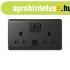 LONDON DOUBLE SOCKET 2P BUTTON SWITCH NEON+USB AN