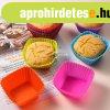 12 r�szes sz�nes szilikon muffin s�t�forma - sz�gletes