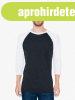 American Apparel AABB453 unisex 3/4 ujj� p�l�, Black/White R