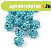K�ztes strasszos goly� - Turquoise Blue - 8mm