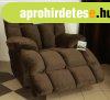 XL fekv� fotel motoros talppal csokol�d�barna puha pl�ss k�r