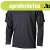 MFH US fekete hossz� ujj� trik� velcro zsebekkel a karokon, 