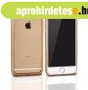 Huawei Y6 II szilikon tok, �tl�tsz� / arany, sz�nes keretes