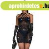 SUBBLIME - strasszos h�l�s ruha, eleg�ns fekete sz�nben