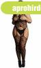 Lace suspender bodystocking with round neck