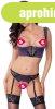 Shelf Bra and Crotchless Suspender Briefs Abierta Fina, XL