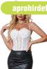 White 9 Bones Sexy Lace Suspender Corset Bra Top, M-L
