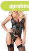 Corset with shiny inserts and garters thong panties S