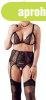Lace set of cut-out bra, garter belt and thong Cottelli Coll