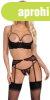 Cottelli Shelf Bra Suspender Belt & Crotchless Thong Set