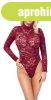 Cottelli - transparent lace body in burgundy 2XL