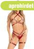 Leg Avenue Harness Bra Top with Garter Burgundy Velikost S M