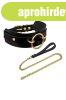 KINKY DIVA O-RING FRONT COLLAR + LEASH BLACK/GOLD
