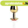 OUCH! Heart Gem Butt Plug - Medium - Gold/Ruby Red