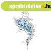 Szett, 925 ez�st, med�l �s f�lbeval�, delfin, k�k cirk�ni�k