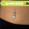 Ac�l piercing, ez�st sz�n, h�rom �tl�tsz� cirk�nia, f�nyes c