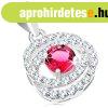 Medl s flbeval szett 925 ezstl, ovlis krvonal, rzsa