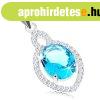 925 ezst szett, medl s flbeval, ovlis cirknia akvamar