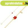 14K s�rga arany kark�t�, med�lok - piros cica, �tl�tsz� cirk