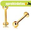 14K arany piercing ajakba vagy �llba - labret goly�val �s k�