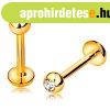 14K arany piercing ajakba �s �llba - labret goly�val cirk�ni