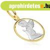 K�tsz�n� 585 arany med�l - grav�rozott angyal, k�r kont�r