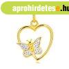 14K kombin�lt arany med�l - f�nyes sz�v k�rvonal, pillang�