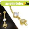 Ac�l k�ld�k piercing arany sz�nben - gomba, csillog� cirk�ni