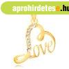9K s�rga arany med�l - sz�v alakzat "Love" felirat