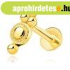 375 s�rga arany ajak- �s �ll piercing - gy�r� d�sz�t� szeg�l